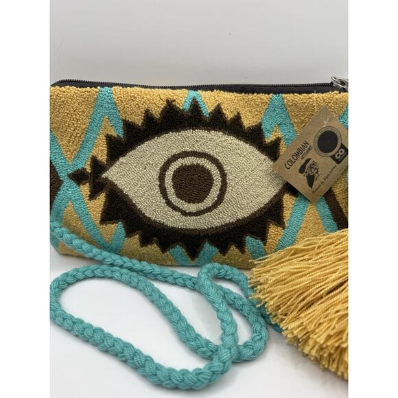 Wayuu Authentic Columbian Artisan~Evil Eye Bag NEW W/TAG Hand Made, Tapestry - Picture 3 of 6